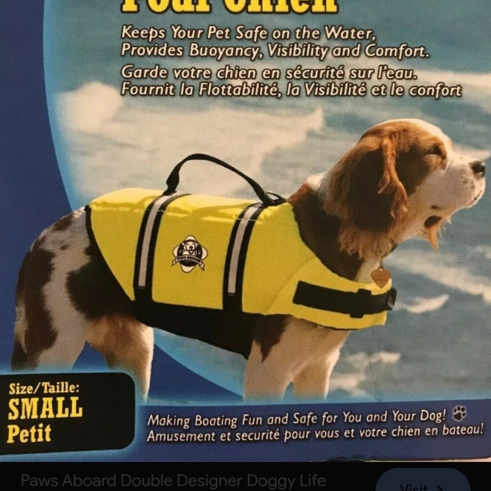 Dog Life Jacket Paws Aboard Adjustable Small